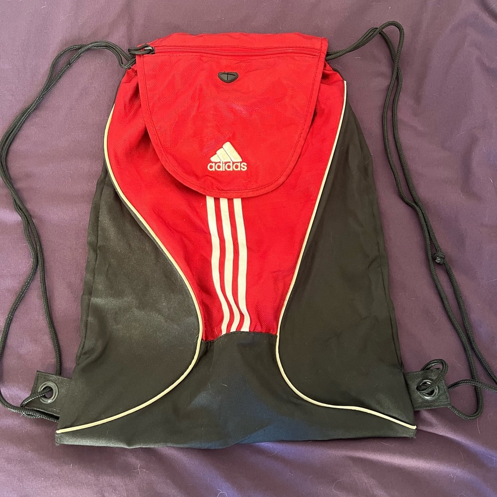 Red Adidas drawstring bag